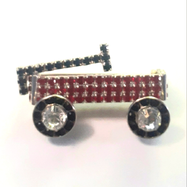Vtg Rare Moving Wheel Dorothy Bauer Wagon Pin Brooch